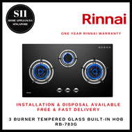 RINNAI RB-783G 3 BURNER TEMPERED GLASS BUILT-IN HOB - READY STOCKS &amp; DELIVER IN 3 DAYS