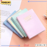 FENGLIN 2024 Agenda Book, A7 Dazzling Colorful Diary Weekly Planner, Portable with Calendar Pocket Notebooks Students