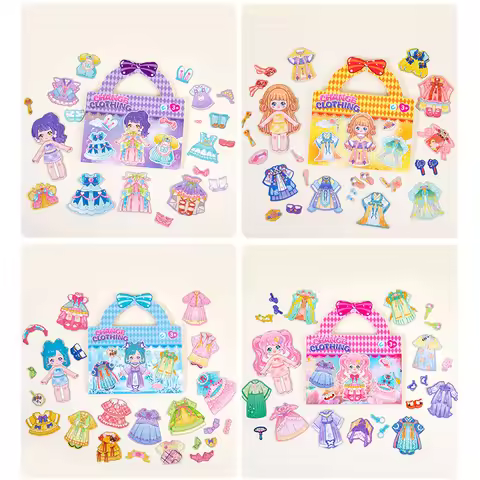 Magnetic Refrigerator Cute Princess Dress-Up Stickers Girls' Imaginative Play DIY Materials Magnet M