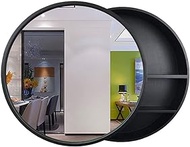 Medicine Cabinets Round Bathroom Mirror Cabinet Locker with Mirror Dressing Room Vanity Mirror Cabinet Bedroom Bathroom Mirror Wall Hanging Sliding Doors (Black 70cm)