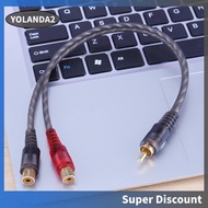 [yolanda2.sg] 1pc 30cm 1 RCA Male to 2 RCA Female OFC Splitter Cable for Car Audio System