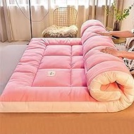 Memory Foam Mattress Japanese Floor Mattress Extra Thick Foldable Floor Mattress, Futon Bed Roll Up Mat For Comfortable Sleeping - Space-Saving And Portable Mat (Color : Pink, Size : Queen)