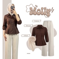 One Set 3in1 Latest Casual Outfit [Blouse + Pants + Hijab] Suit Wanita - AS270N