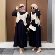 Kinanda Set Dress Baju Dress Wanita Terbaru 2024 Gamis Muslimah Model Rompi Outfit Kondangan Terbaru