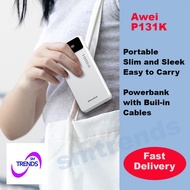 Portable Power Bank 10000 mAh 4 in 1 Built-in Cables Awei P131K Fast Charge powerbank