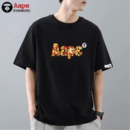 AAPE original T-shirt casual trend loose print round neck couple short-sleeved T-shirt aape Women's 
