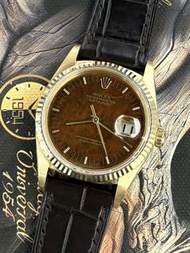 🌈🌈新返貨啦🌈🌈Vintage Rolex DateJust 16018❤️‍🔥🪵18k黃金原裝Rolex木紋面🪾❤️‍🔥連原裝18K黃金針扣 淨錶👍979C（廣華街店）