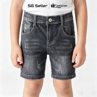 [SG SELLER]  Kids' Denim Knee-Length Shorts Summer Breathable Elastic Waist Casual 5" Jeans