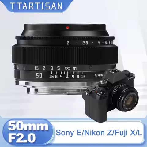 TTArtisan 50mm F2 Full Frame Manual Focus Prime Portrait Lens for Sony E Nikon Z Fuji X Leica Sigma 