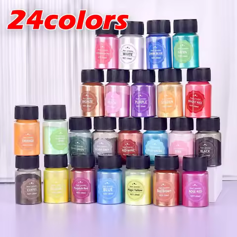24Color 10g Natural Mica Mineral DIY Soap Colorful Pearlescent Powder Pigment Mica Nail Glitter Pear