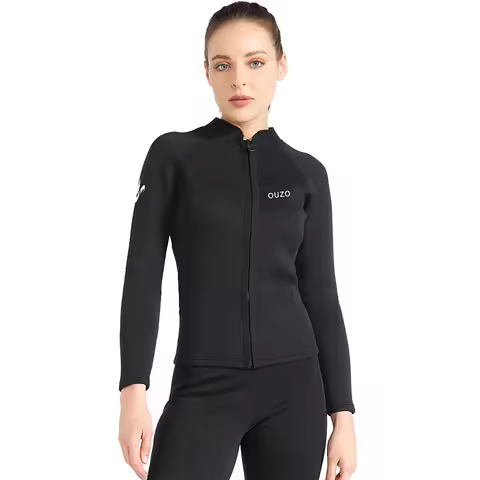 Women's 1.5mm Neoprene Wetsuit Top Long-sleeved Split Swimming Jacket Anti-jellyfish Surfing Diving