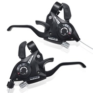 Bicycle Brake Levers Shifter 3x8 24 Speed Shifter with Gear Indicator and V Brake Cable for Moutain