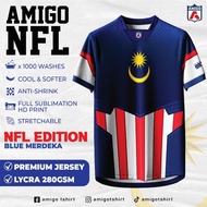 AMIGO NFL Sublimation Microfiber Jersey tshirt Design BLUE MERDEKA baju jersi viral tiktok jersey