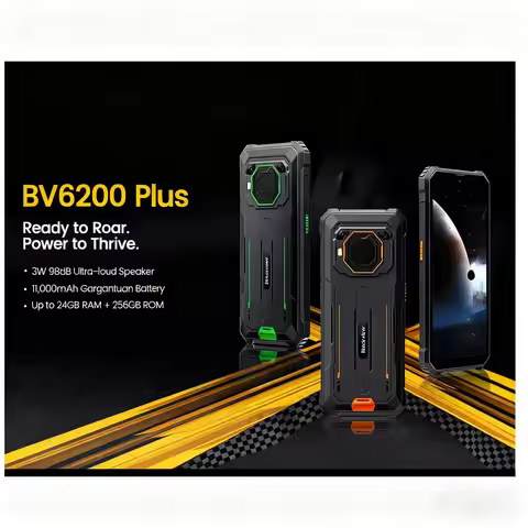 Blackview Rugged Phone 11000mAh 6.56'' HD+ Display 8GB 256GB BV6200 Plus Mobile Phone 16MP Android 1