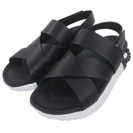 成色極佳 ▼愛馬仕 (HERMES) 電動皮革 Logo 鎘刻綁帶涼鞋，黑白配色，44 碼，義大利製造，男款