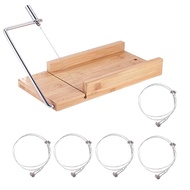 Cheese Slicer Wood Cheese Slicer with 5 Replacement-Wires Cheese Cutter for Bread Ham Christmas Part