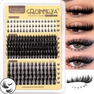 Cat Eye Manga Eyelash Extensions with Bottom Lashes Spiky Cluster Lashes Left & Right