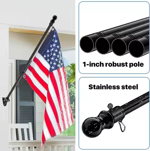 Flag Poles for Outside House, 6ft Residential or Commercial Flag Pole Kit, Professional Flagpole for