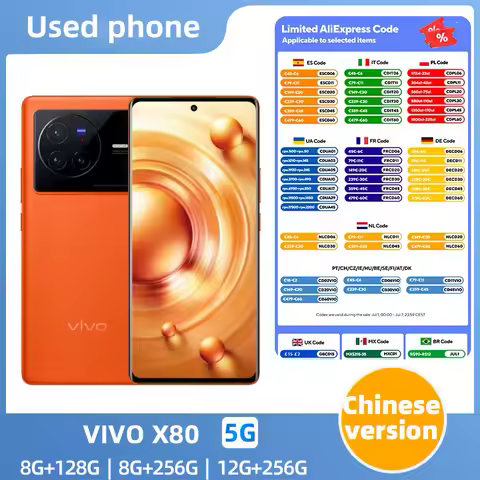 Vivo X80 Mobile Phone 6.78" AMOLED 120HZ 80W Charger 4500mAh Dimensity 9000 Face ID Screen Fingerpri