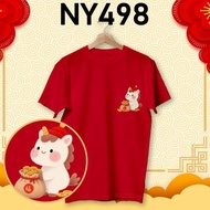 Crew T-Shirt CNY T SHIRT 2026 horse Family set kid red Cotton Short Sleeve round neck Street NY496S-