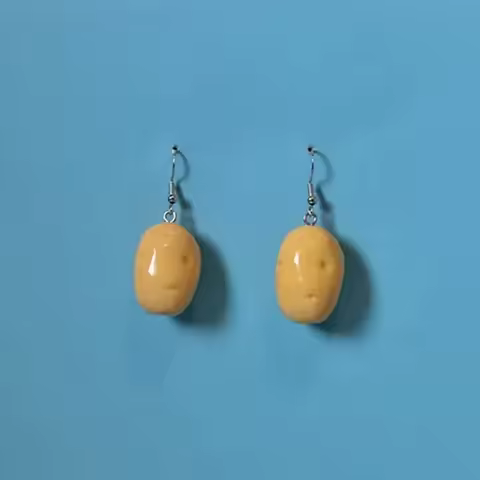 Potato Dangles Earrings Miniature Food Acrylic Imitation Food Earrings Kawaii Drop Earrings Dollhous