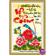 [HCM]Tranh đính đá Vợ Chồng hoa mẫu đơn Df168 kích thước 45 x 70 cm