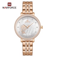 Naviforce นาฬิกาข้อมือผู้หญิงแฟชั่น ประดับด้วยคริสตัล  NF5016 สายสแตนเลส กันน้ำ ระบบอนาล็อก