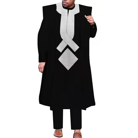 African Men Boubou Dashiki Agbada Robe Suits 3 Piece Sets Slim Men African Outfit Nigerian Clothes B