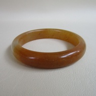 Nephrite Jade Bracelet Round Honey Flat Belly Inner Ring Size 61.7mm Width 13.8mm Suitable For All G