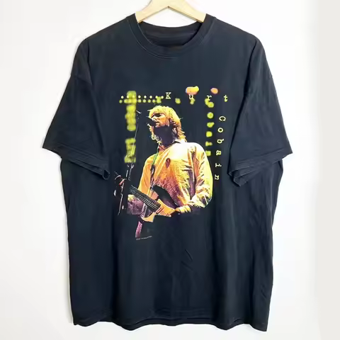 Vintage 1990s Kurt Cobain Tribute Photo NIRVANA Band T-Shirt Cotton Graphic Tee Men Women Summer Str