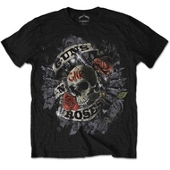 Guns N Roses Skull Logo Firepower Hard Rock Axl Rose Slash Short Sleeve T-Shirt Sports Fitness Men's Round Neck Large Size Top Street Loose top tee