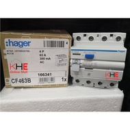 HAGER 63A 4 POLE 500mA/300mA 100mA 30mA ELCB/RCCB