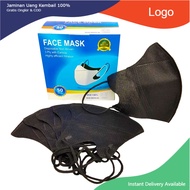 Alisa store Masker Duckbill Isi 50 Pcs 1 Box Tebal Hitam Putih Dewasa Earloop 3 Ply Face Mask Duck Bill Murah