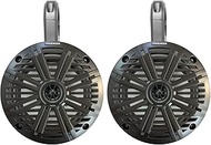 1 Pair (Qty 2) of Kicker 6.5" 2-Way 195 Watts Max Power Coaxial Marine Audio Speakers with Charcoal Salt Water Grilles, 6.5" Marine Tower Speaker Enclosures (Pair) - Black