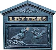 Cast Iron Mailbox Vintage Lock Post Box Creative House Shape Drop Box Vertical Outdoor Letter Box Un