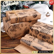 Christmas Wrapping Paper, Jumbo Roll Kraft Paper - Black Pinecone Design For Holiday Gift Wrap