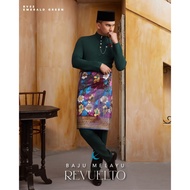 ELRAH EXCLUSIVE BAJU MELAYU 2024 REVUELTO SLIM FIT ( EMERALD GREEN) CEKAK MUSANG FREE SAMPIN  HQ BAN