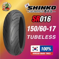 Korea Shinko Tayar Tire Tubeless SR016 150/60-17 150-60-17 150/60x17 150/60 17 Pirelli Corsa Micheli
