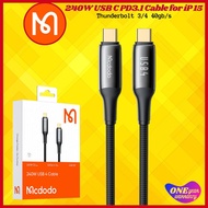 【1YrWarranty】Mcdodo High-Speed USB 4 Data Cable 4 Thunderbolt 3/4 40Gb/s PD3.1 Charge 240W Nylon Zin