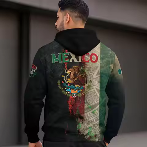 Mexico Flag Hoodie, Mexican Eagle Hoodie, Mexico Clothes Men Aztec Design, Mexican American Apparel,