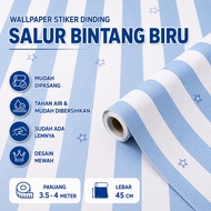 Star Striped Wallpaper biru 3.5m to 4m x 45cm wallpaper dinding