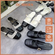 Cnk flat loafers with floral buckle straps, 1-2cm open heel shoes, code OC938