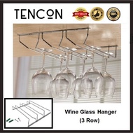 【Stainless Steel】 Wine Glass Rack Hanger Glass Holder Hanging Bar Hanger 3 Row (GHG-07)