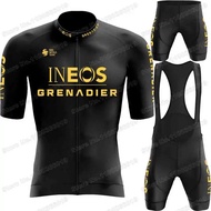 2025 Popular Ineos Grenadier Berbasikal Jersey Set Pakaian Berbasikal Hitam Emas Kit Lelaki Baju Bas