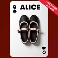 YOUNGS ALICE รองเท้าแมรี่เจน ส้นแบน -BLACK / NATURAL -💥 ( MADE TO ORDER 14-20 DAY ) 💥