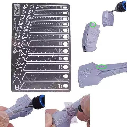 for MG 1/100 HG RG 1/144 MADWORKS 1 Piece Etched Sheet MT52 Multi Size Circular Armor Hole Vents Loc