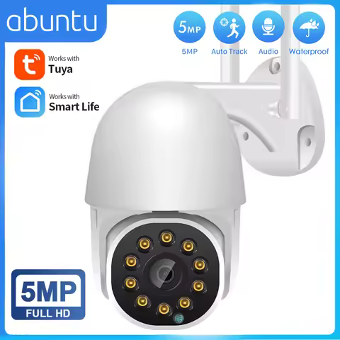 Tuya Smart Life 5MP PTZ Wifi Camera Outdoor Waterproof Camera Human Detect 5x Digital Zoom Surveilla