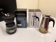Espresso maker and coffee bean grinder