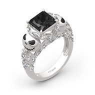 Jeulia "Romantic Soul Skull Design Princess Cut Sterling Silver Ring for Women Wife Girlfriend Engag