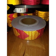 MERAH Red-yellow Arrow Sticker Diamond 5cm x 45M Reflective Sticker Flame Duct Tape